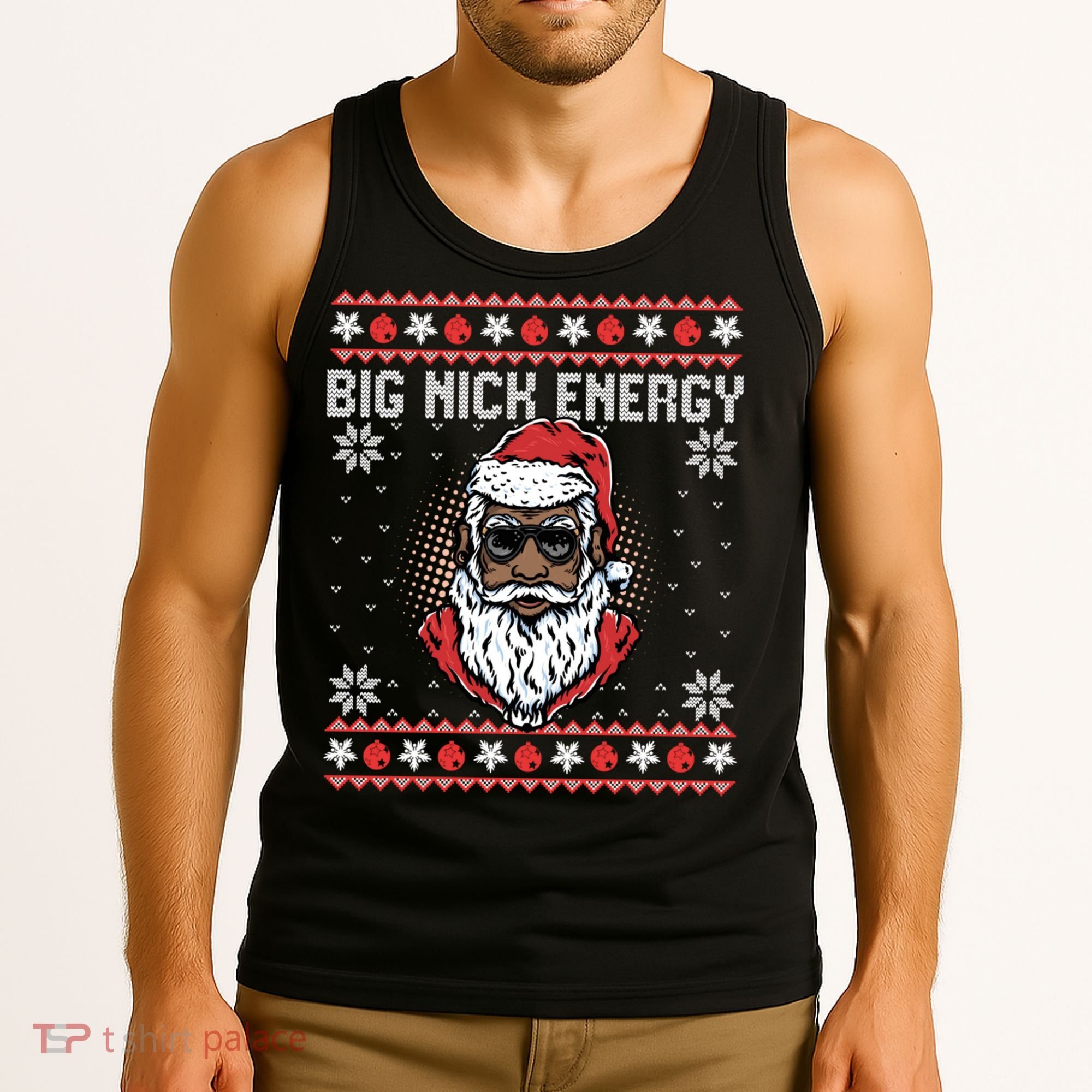 Big Nick Energy African American Santa Ugly Sweater Pullover Hoodie Tank Top