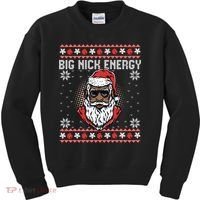 Big Nick Energy African American Santa Ugly Sweater Pullover Hoodie Kids Sweatshirt thumb 0