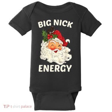 Big Nick Energy Funny Santa Christmas Baby Bodysuit
