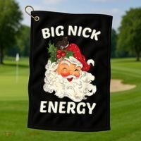 Big Nick Energy Funny Santa Christmas Golf Towel thumb 1