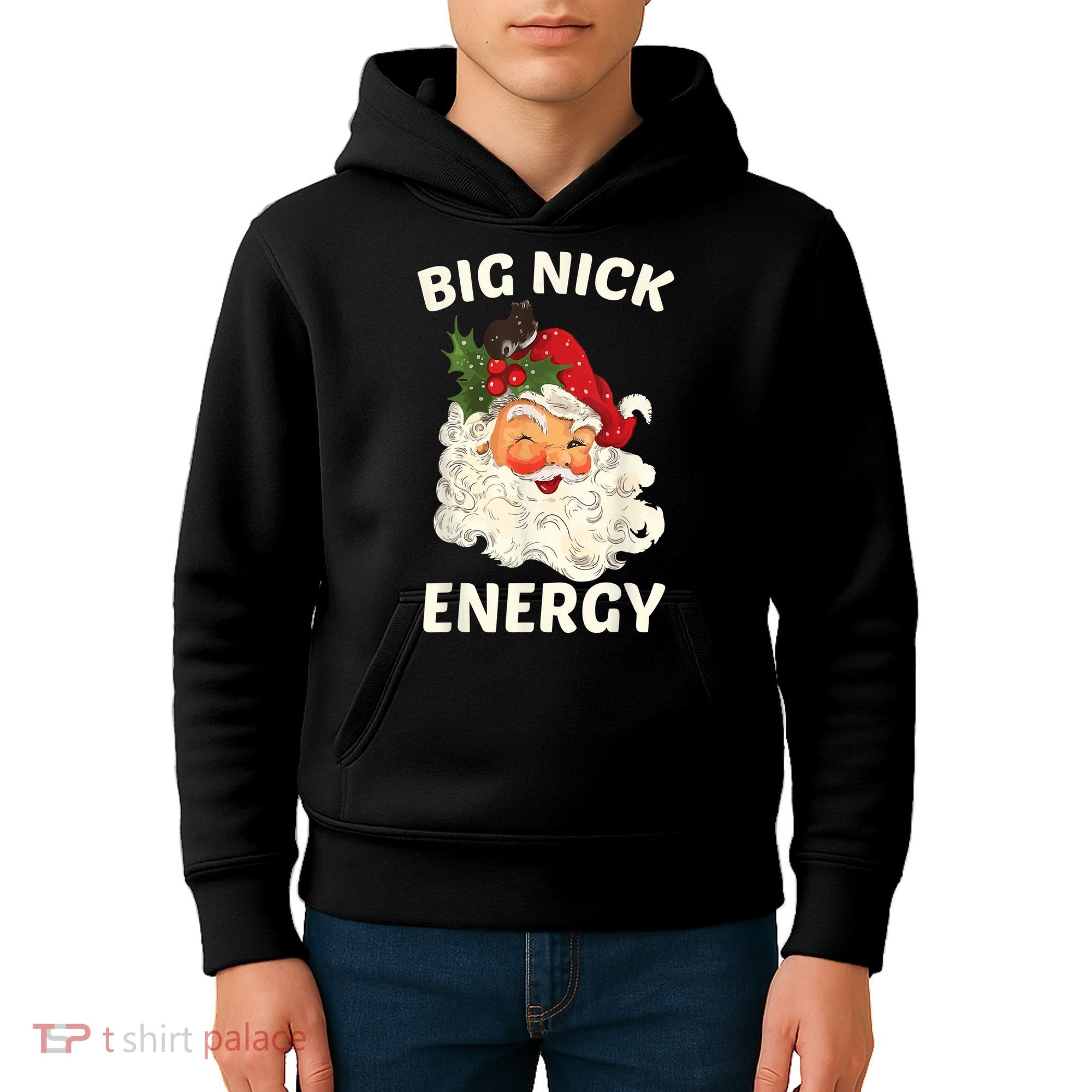 Big Nick Energy Funny Santa Christmas Kids Hoodie