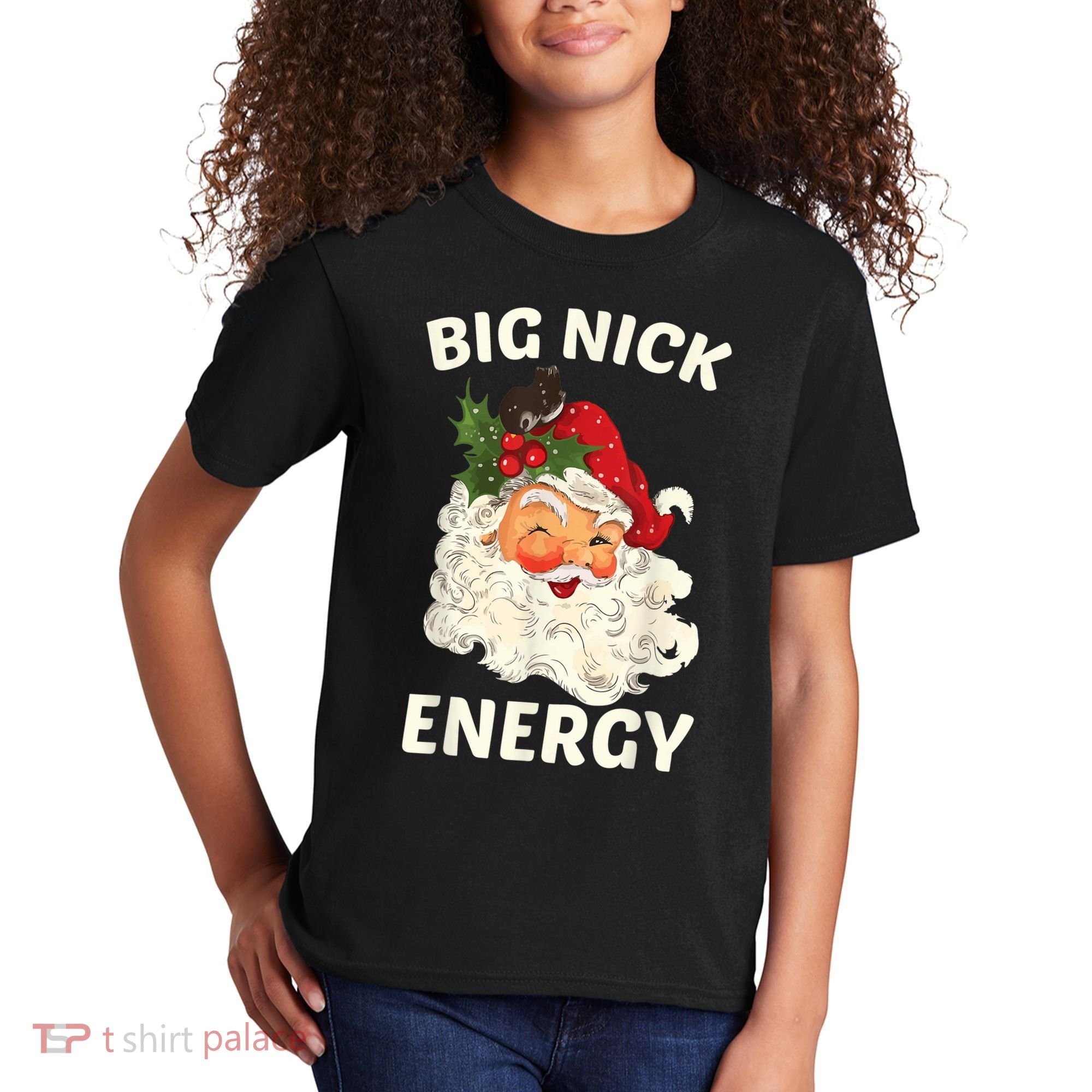 Big Nick Energy Funny Santa Christmas Kids T-Shirt