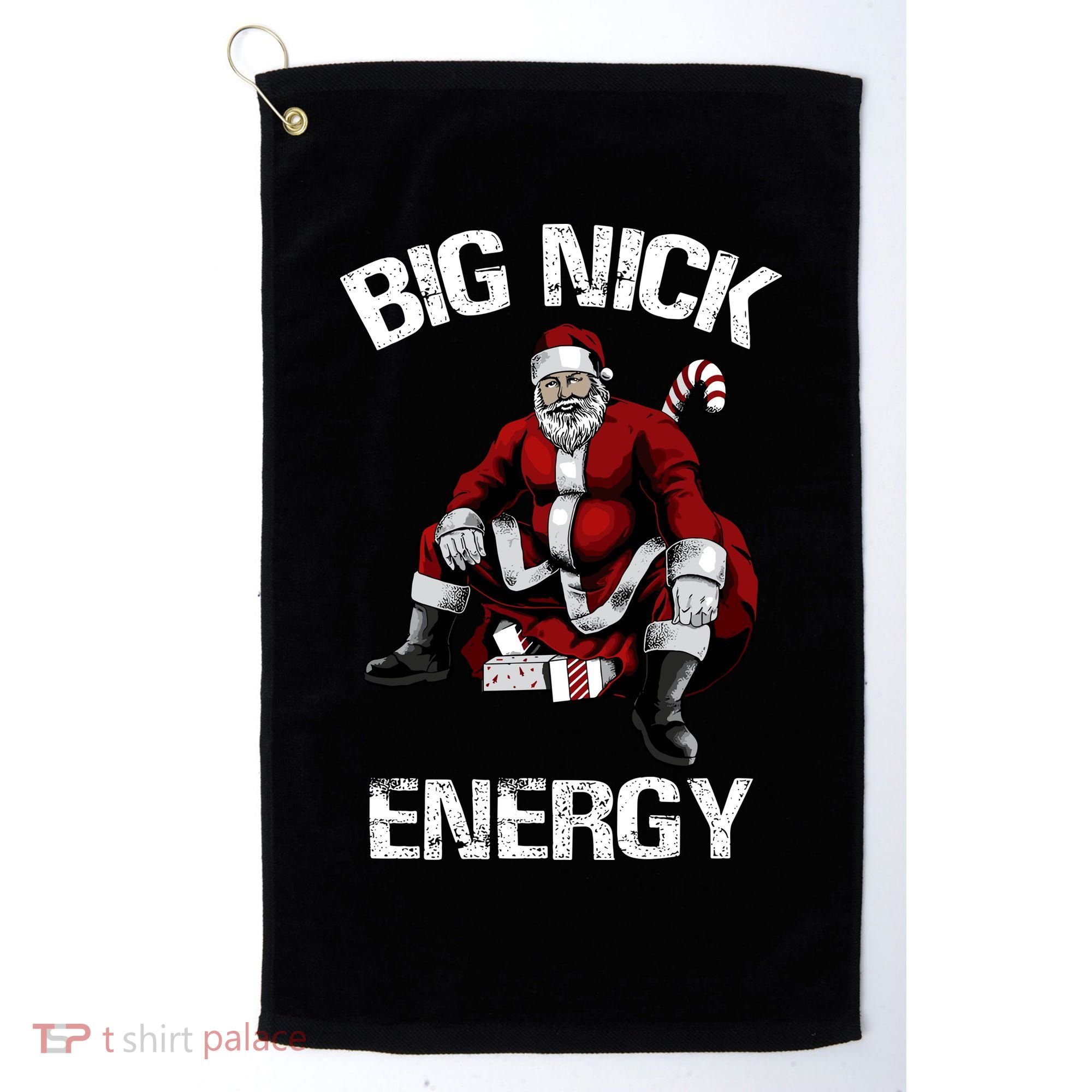 Big Nick Energy Funny Santa Christmas Golf Towel