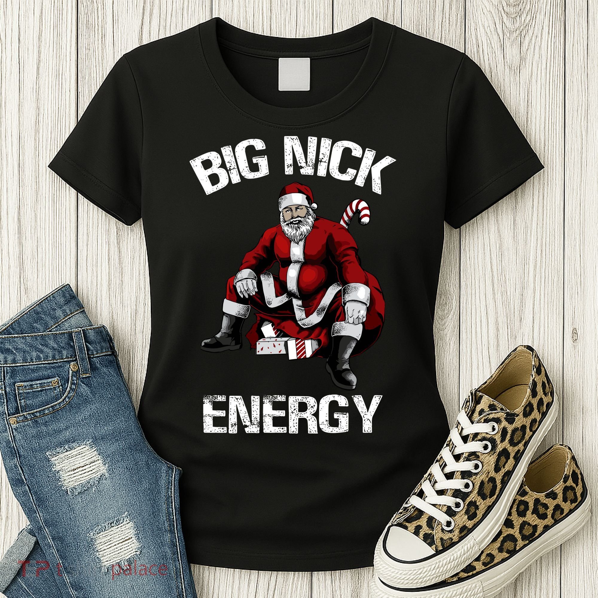 Big Nick Energy Funny Santa Christmas Women's T-Shirt