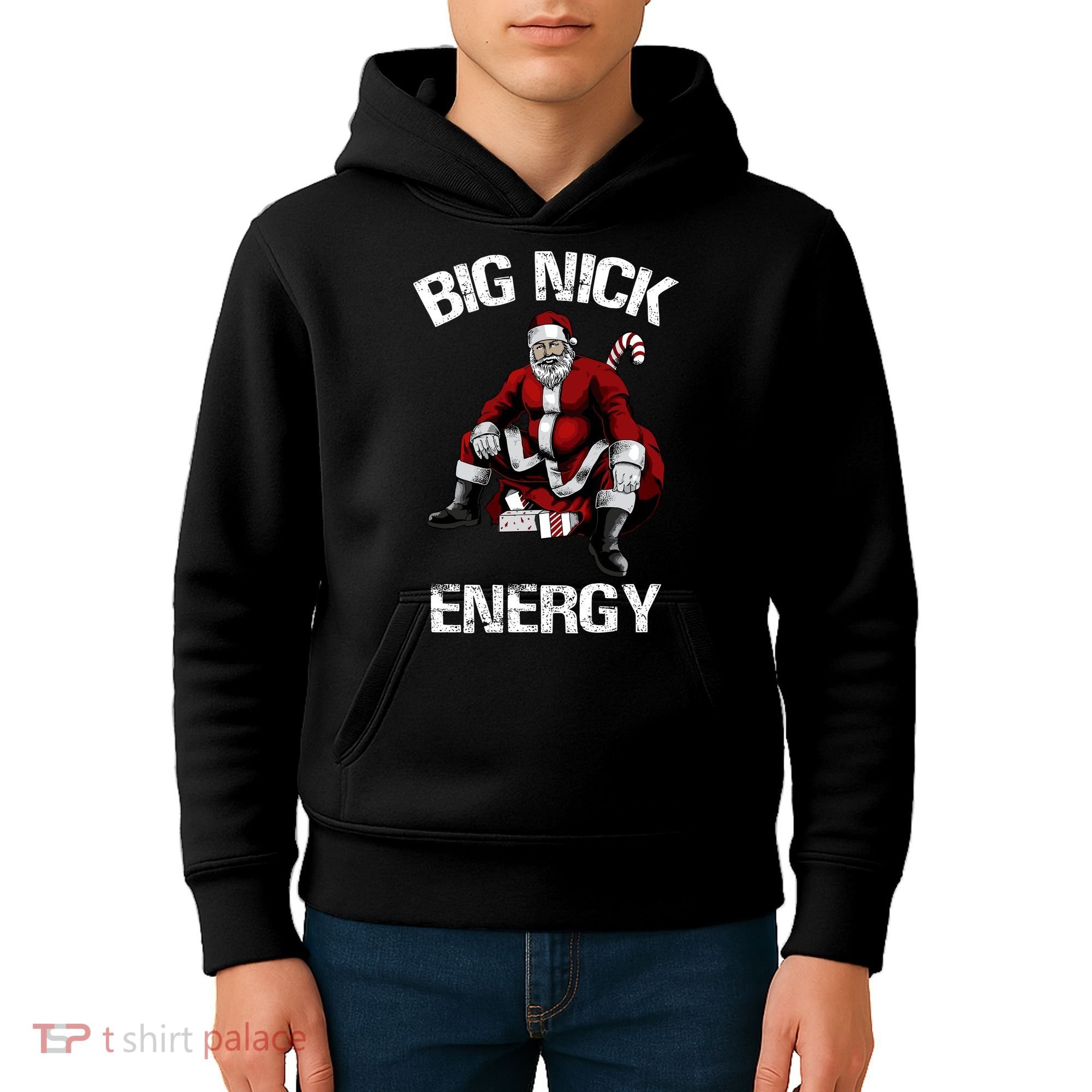 Big Nick Energy Funny Santa Christmas Kids Hoodie