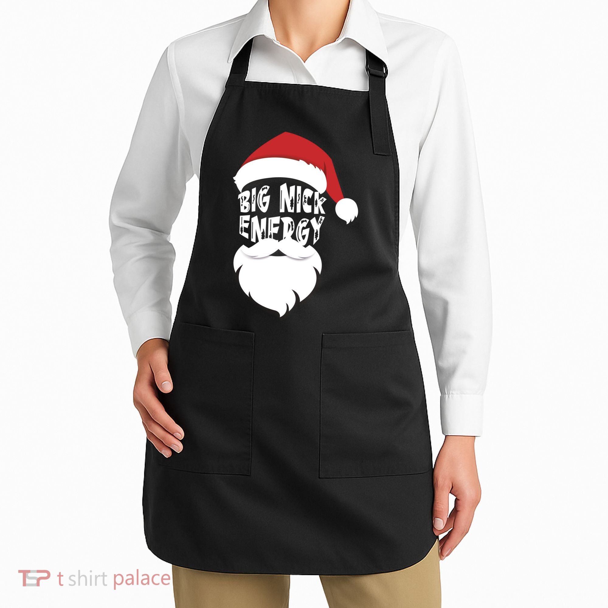 Big Nick Energy Funny Xmas Santa Hipster Apron