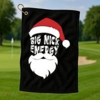 Big Nick Energy Funny Xmas Santa Hipster Golf Towel thumb 1