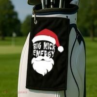 Big Nick Energy Funny Xmas Santa Hipster Golf Towel thumb 2