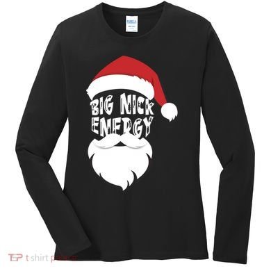 Big Nick Energy Funny Xmas Santa Hipster Women's Long Sleeve Shirt