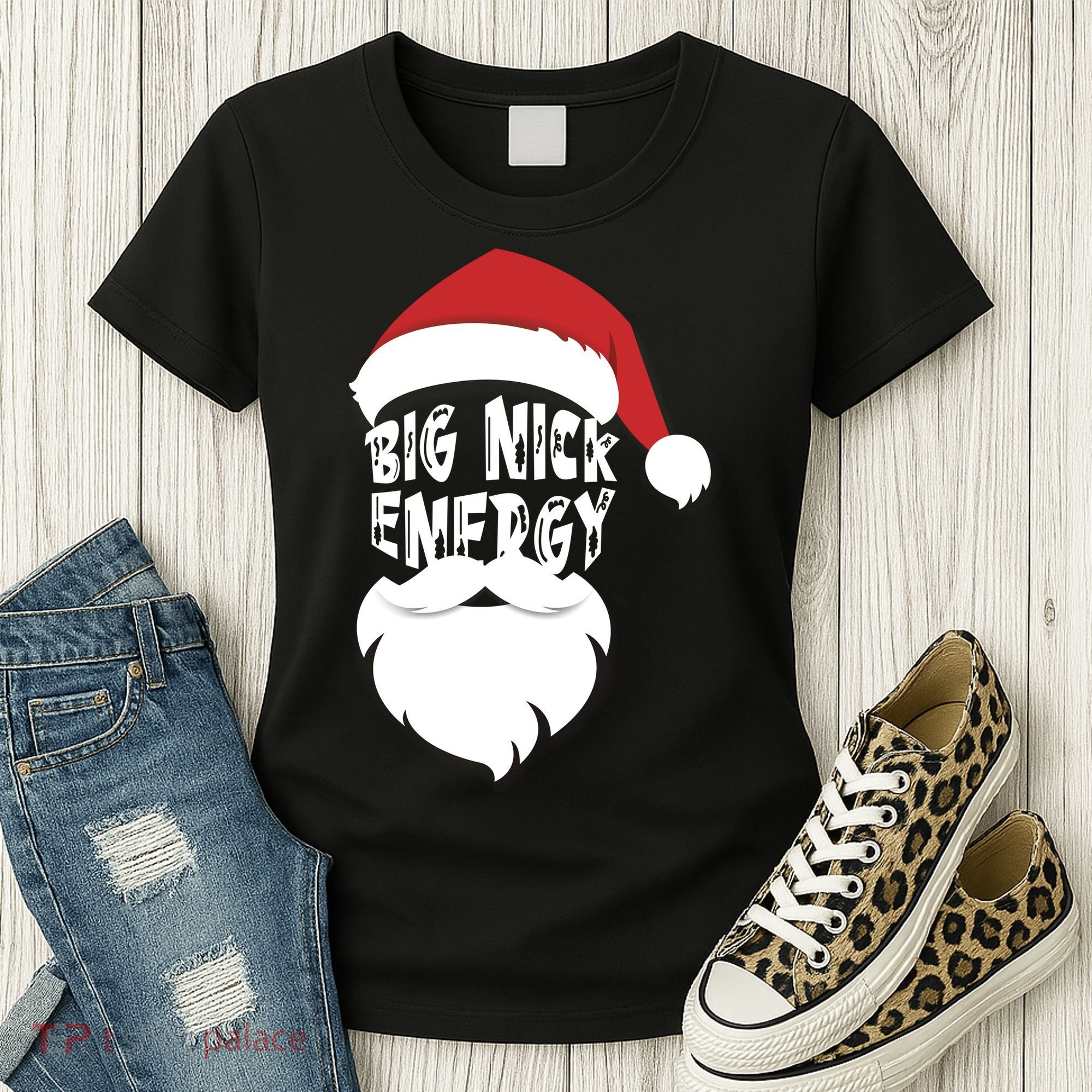Big Nick Energy Funny Xmas Santa Hipster Women's T-Shirt