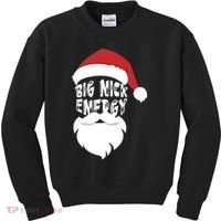 Big Nick Energy Funny Xmas Santa Hipster Kids Sweatshirt thumb 0