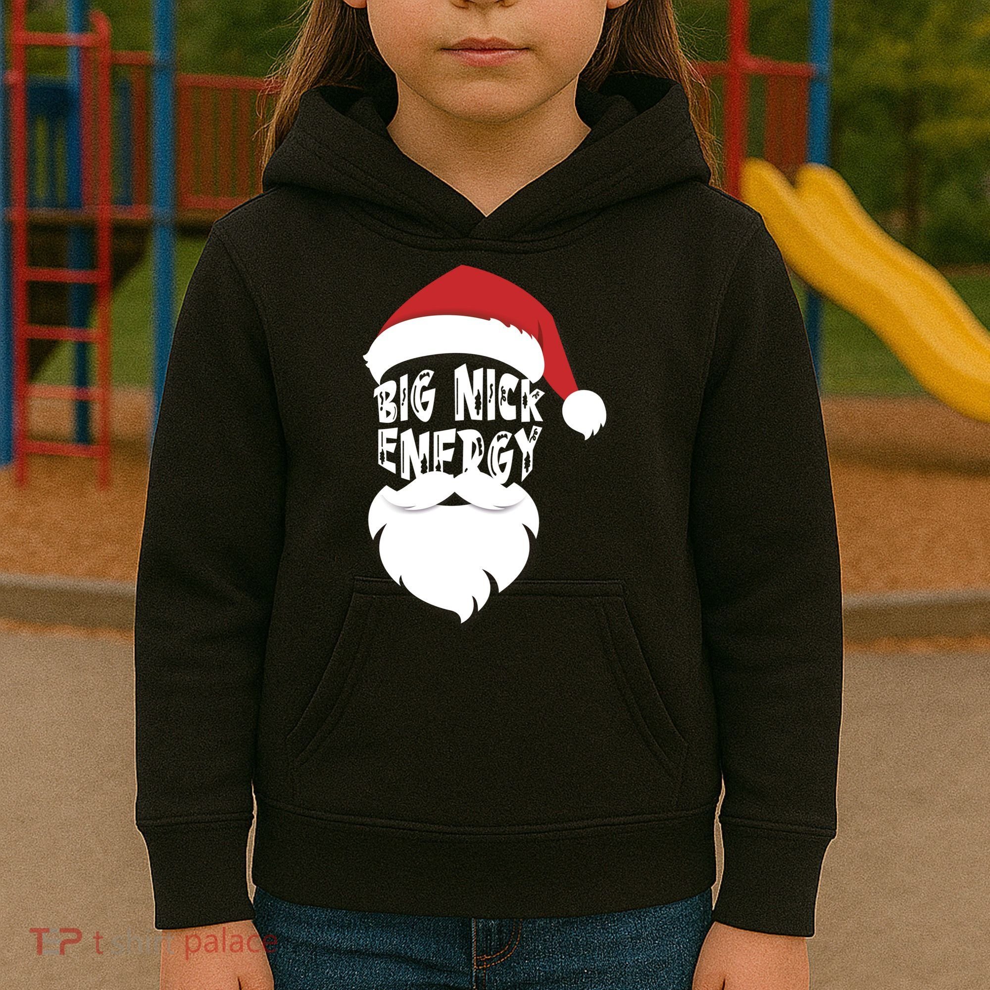 Big Nick Energy Funny Xmas Santa Hipster Kids Hoodie