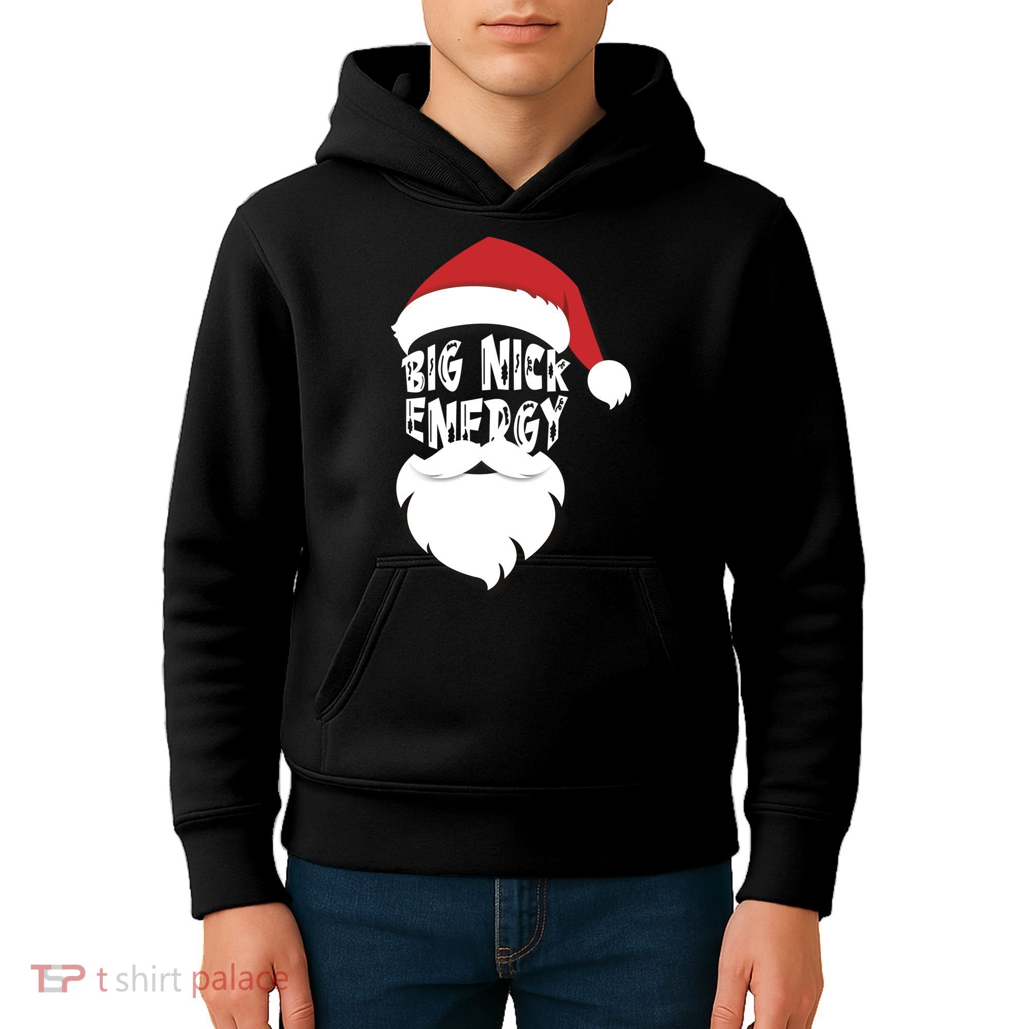 Big Nick Energy Funny Xmas Santa Hipster Kids Hoodie