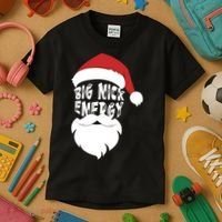 Big Nick Energy Funny Xmas Santa Hipster Kids T-Shirt thumb 3