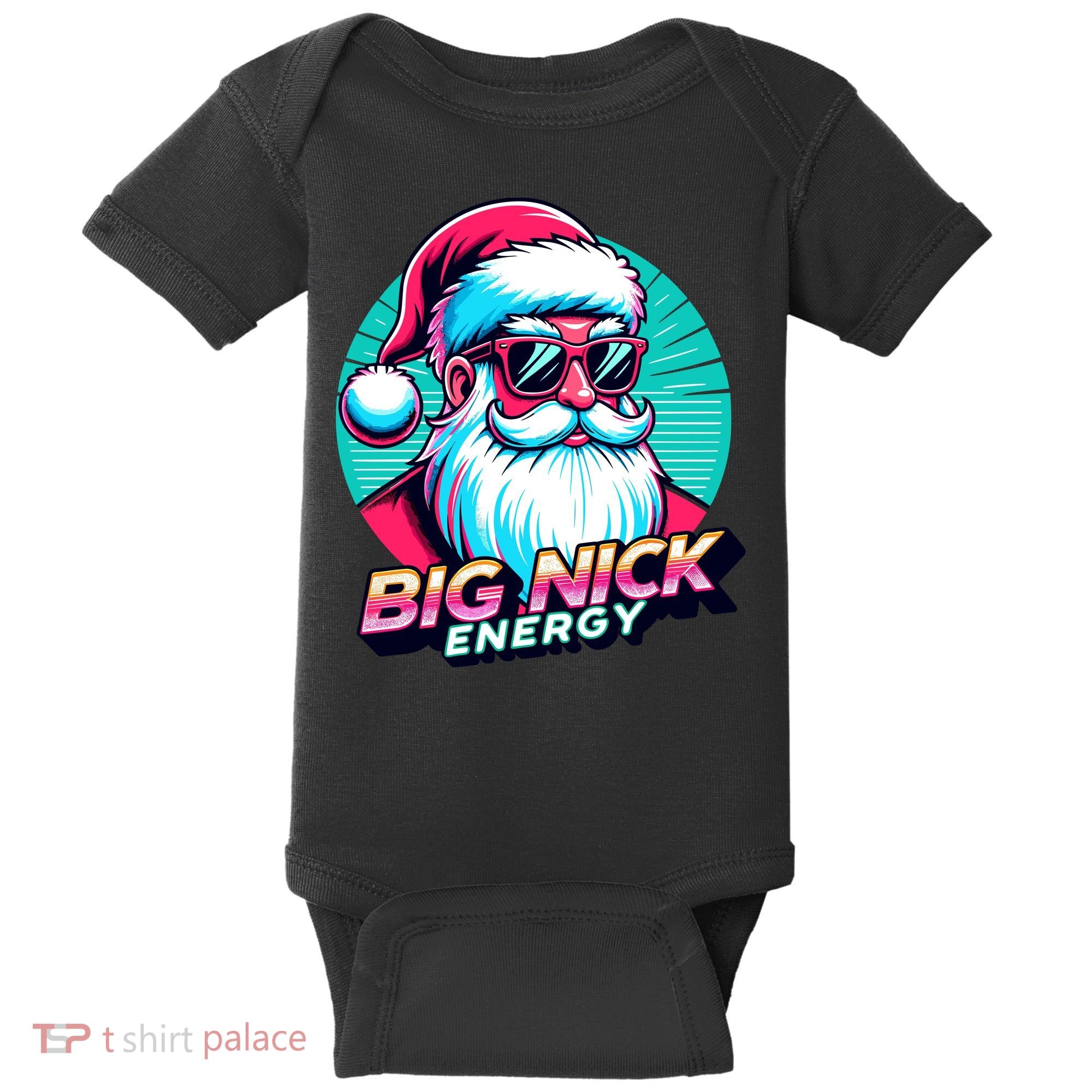 Big Nick Energy Funny Santa Christmas Baby Bodysuit