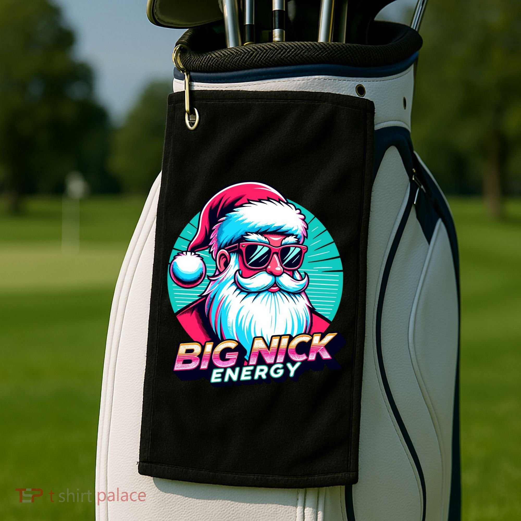 Big Nick Energy Funny Santa Christmas Golf Towel