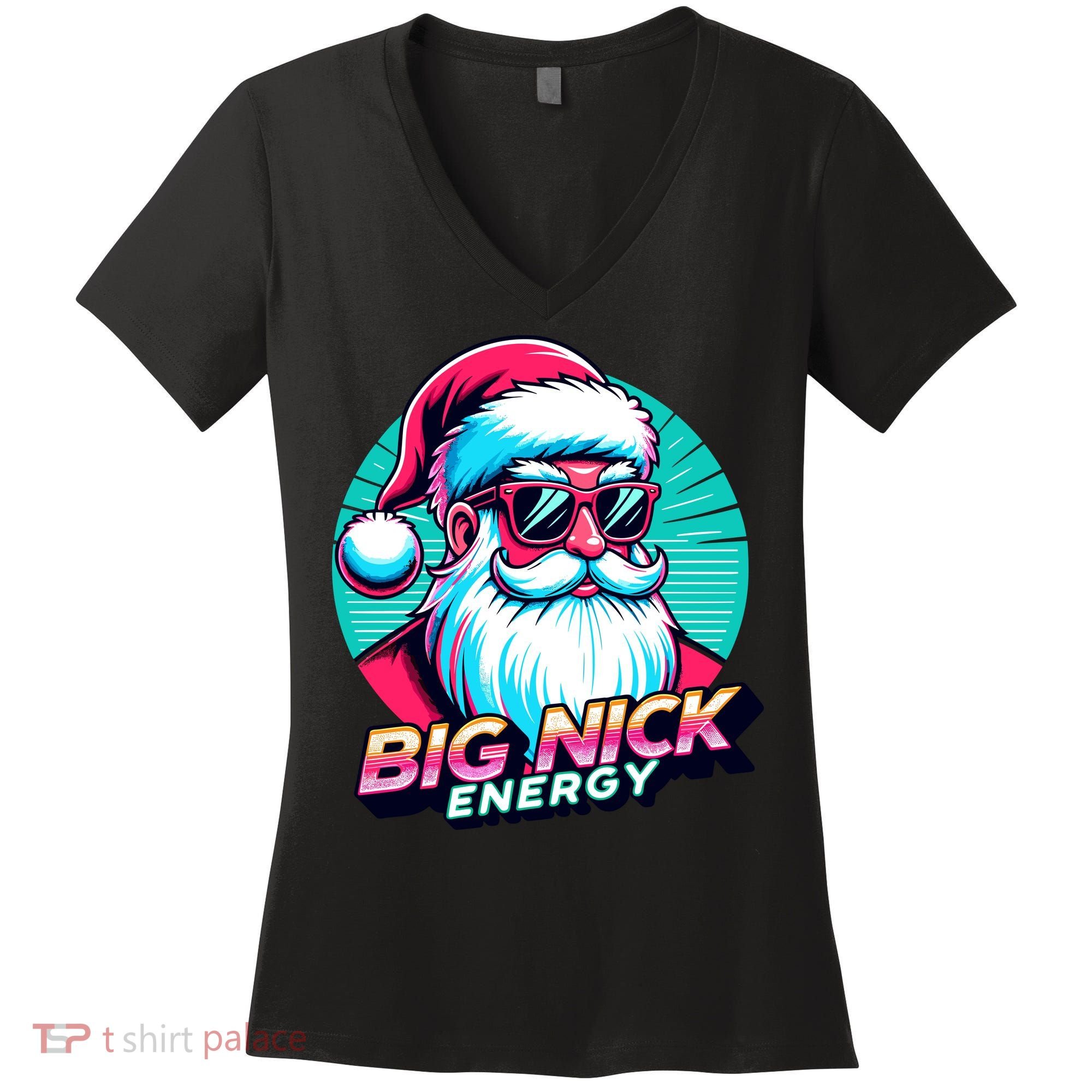 Big Nick Energy Funny Santa Christmas Women's V-Neck T-Shirt