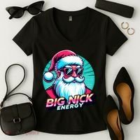 Big Nick Energy Funny Santa Christmas Women's V-Neck T-Shirt thumb 2