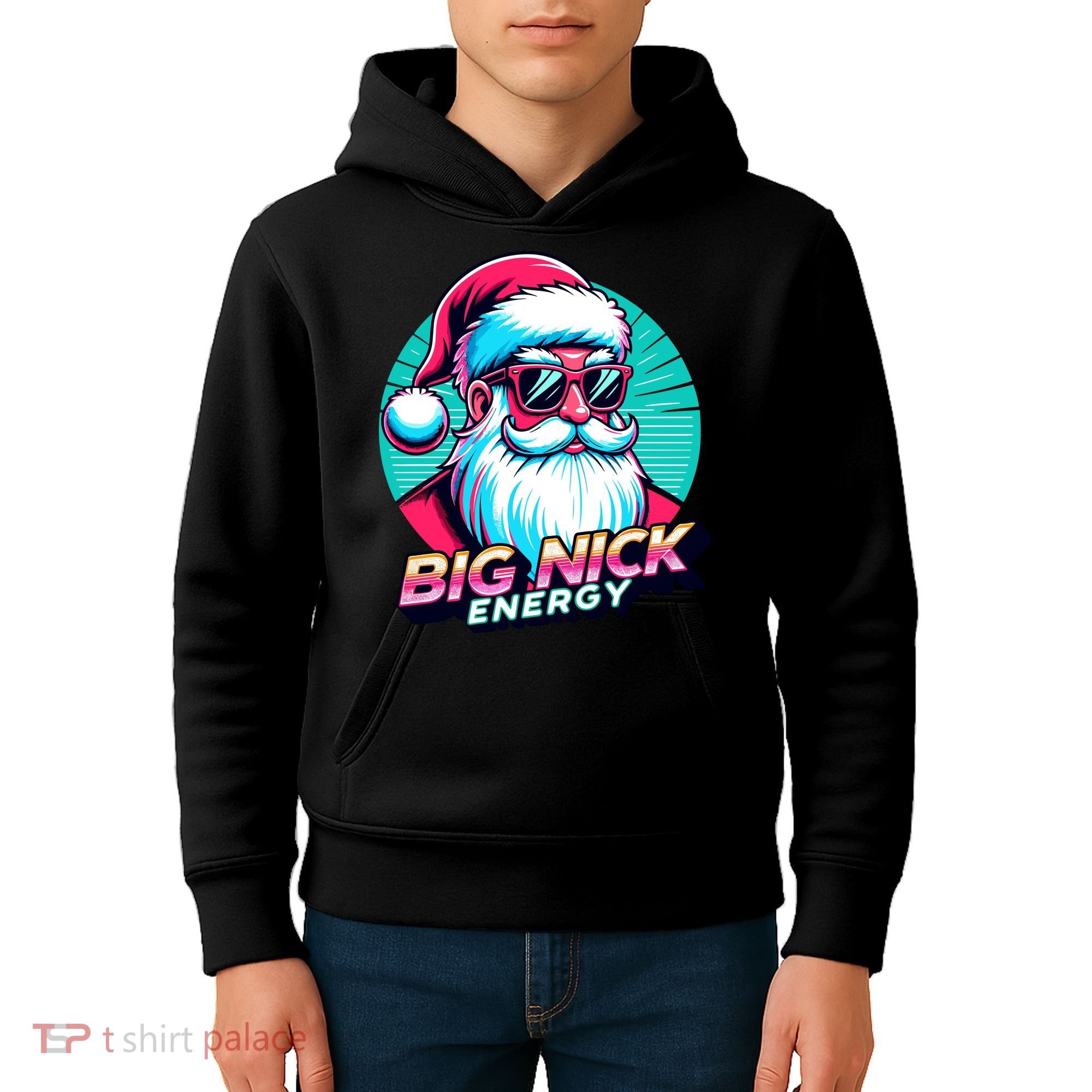 Big Nick Energy Funny Santa Christmas Kids Hoodie