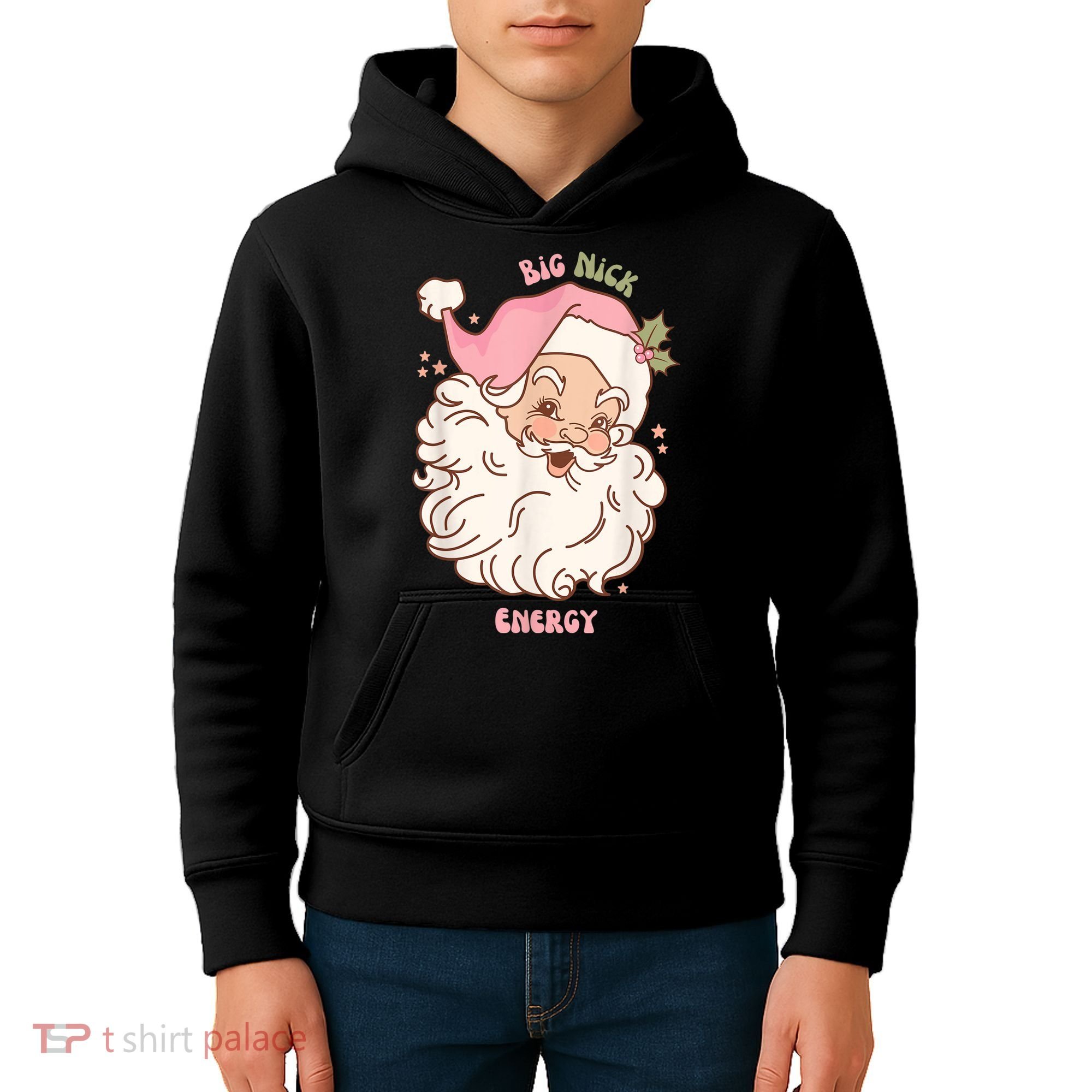 Big Nick Energy Shirt Santa Xmas Funny Christmas Kids Hoodie