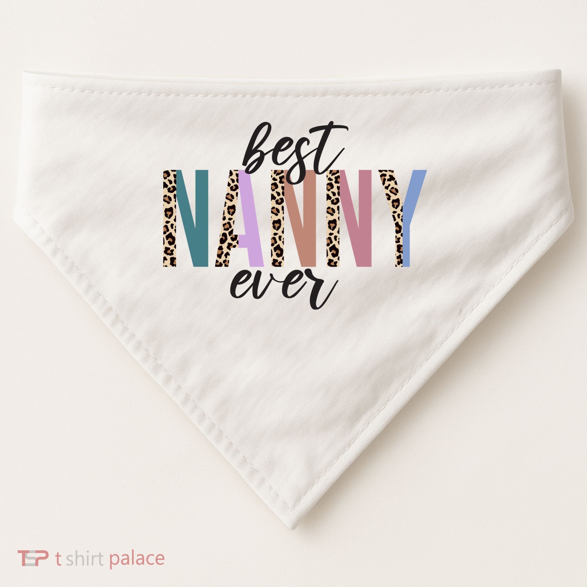 Best Nanny Ever Cheetah Cute Gift USA-Made Doggie Bandana