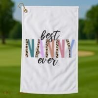 Best Nanny Ever Cheetah Cute Gift Golf Towel thumb 1
