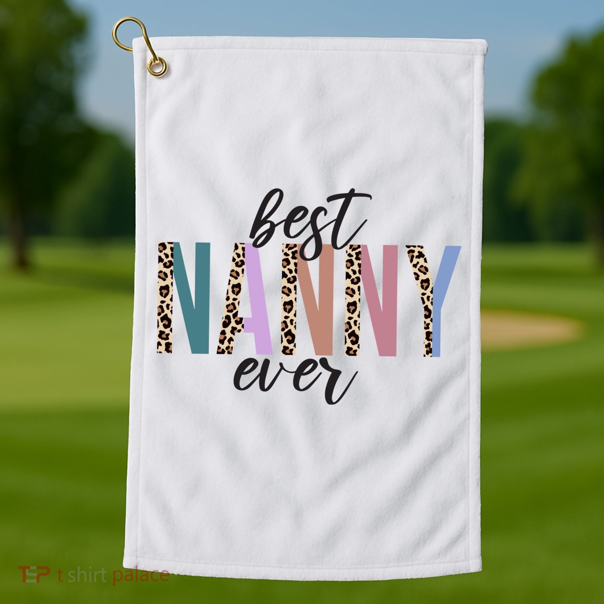 Best Nanny Ever Cheetah Cute Gift Golf Towel