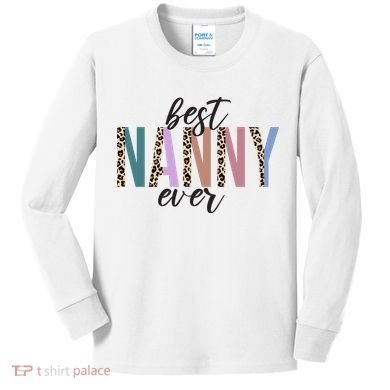 Best Nanny Ever Cheetah Cute Gift Kids Long Sleeve Shirt