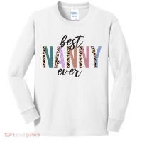 Best Nanny Ever Cheetah Cute Gift Kids Long Sleeve Shirt thumb 0