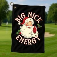 Big Nick Energy Funny Xmas Christmas Great Gift Golf Towel thumb 1