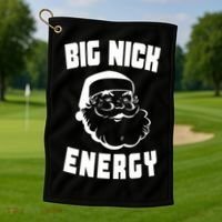 Big Nick Energy Funny Santa Claus Golf Towel thumb 1
