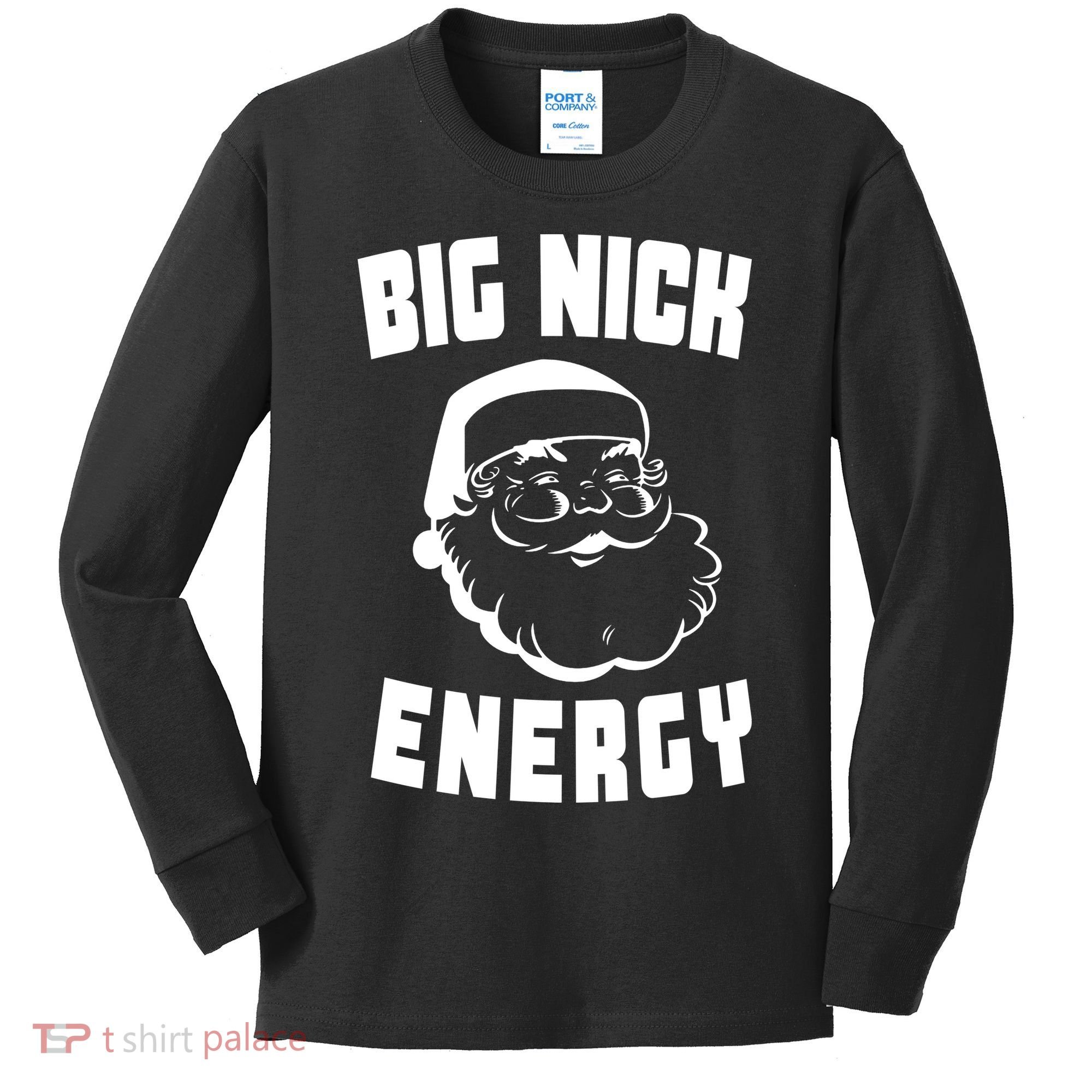 Big Nick Energy Funny Santa Claus Kids Long Sleeve Shirt