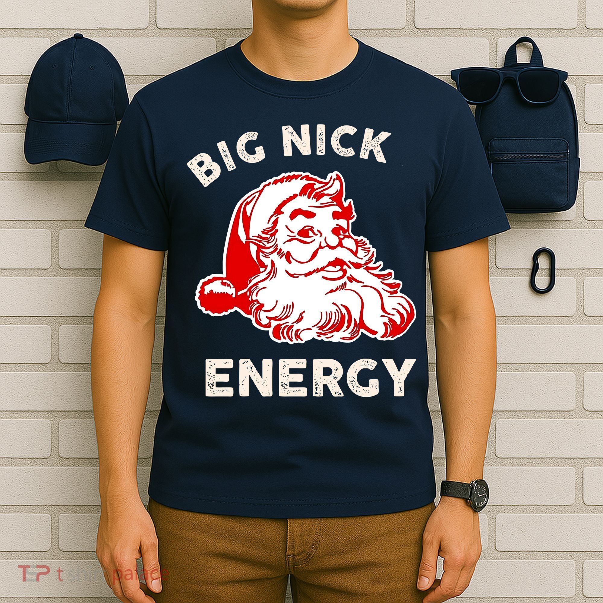 Big Nick Energy Funny Xmas Fat Santa Claus Saint Nicholas T-Shirt