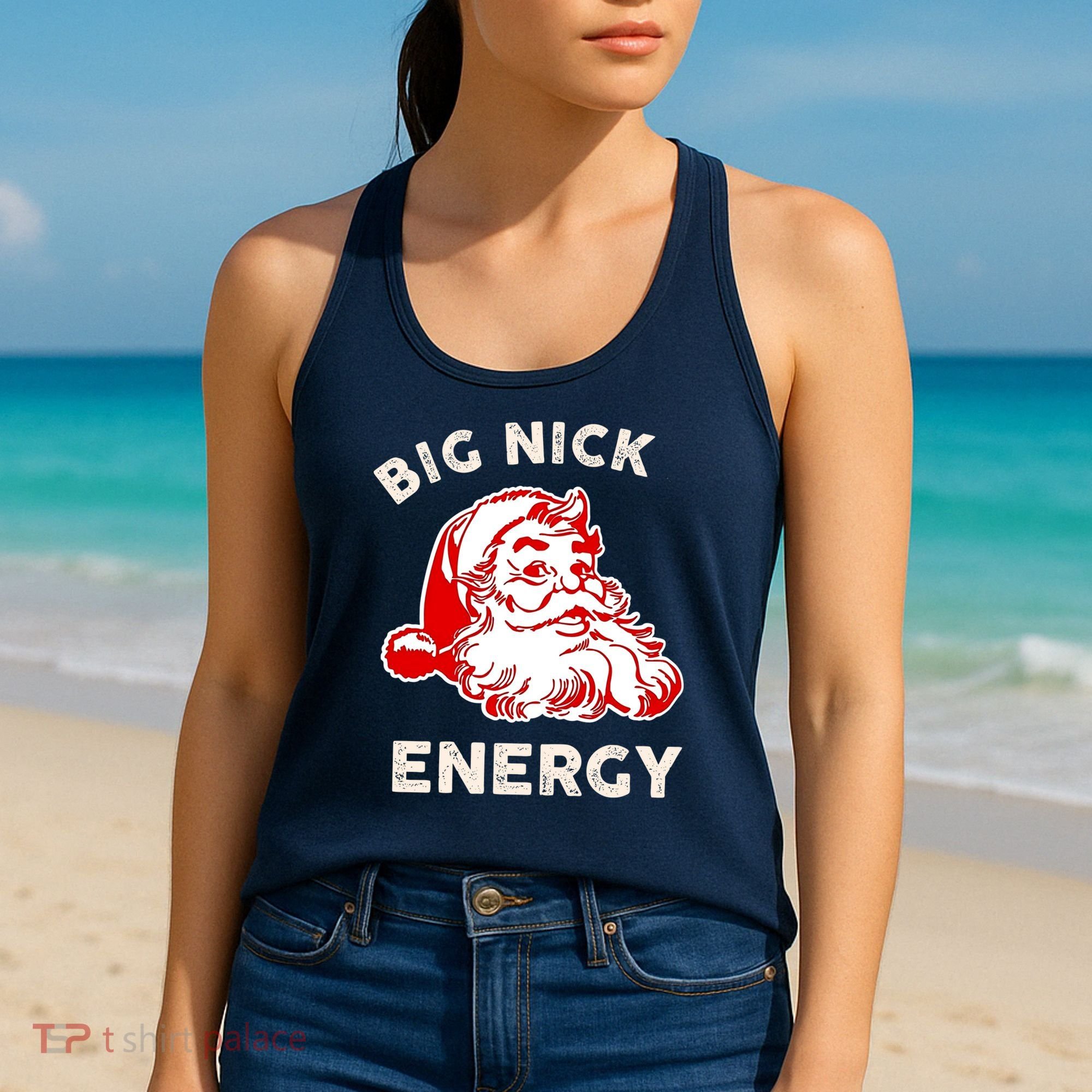 Big Nick Energy Funny Xmas Fat Santa Claus Saint Nicholas Women's Tank Top