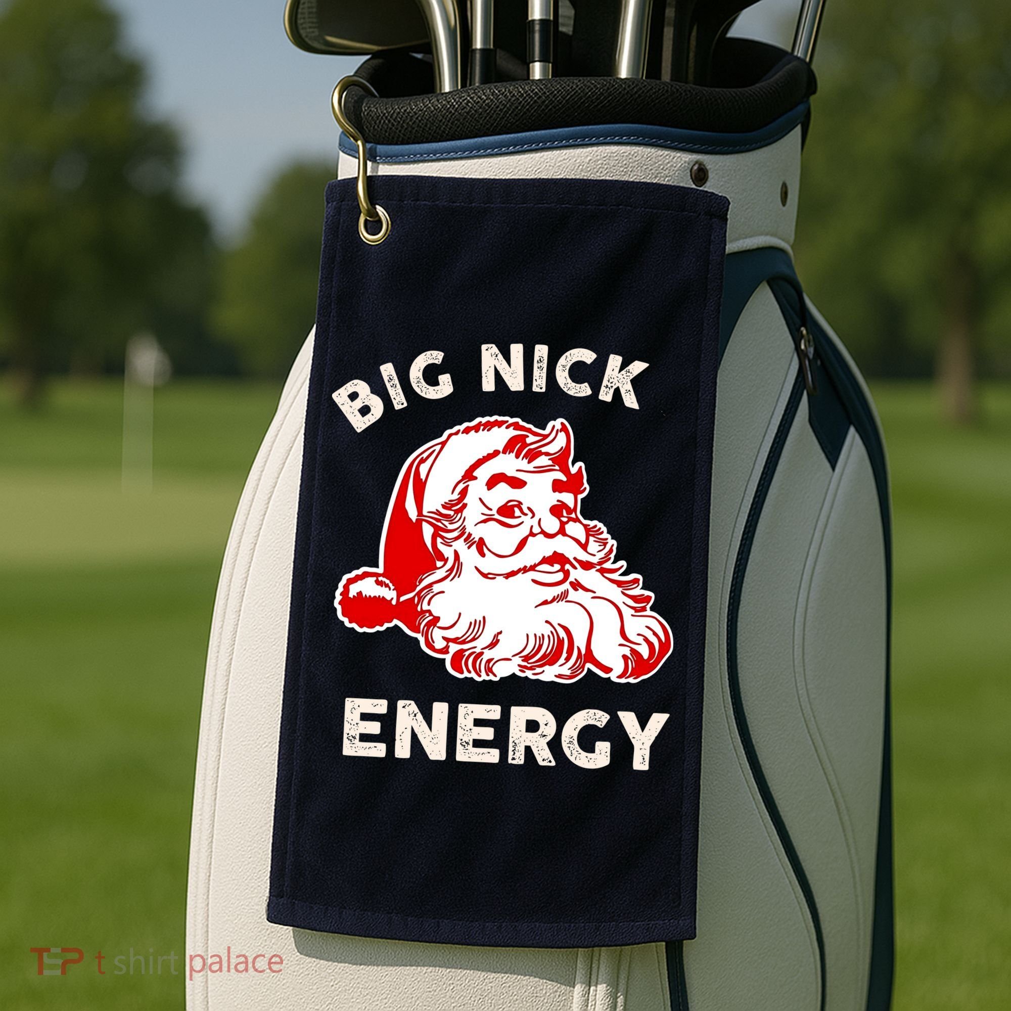 Big Nick Energy Funny Xmas Fat Santa Claus Saint Nicholas Golf Towel