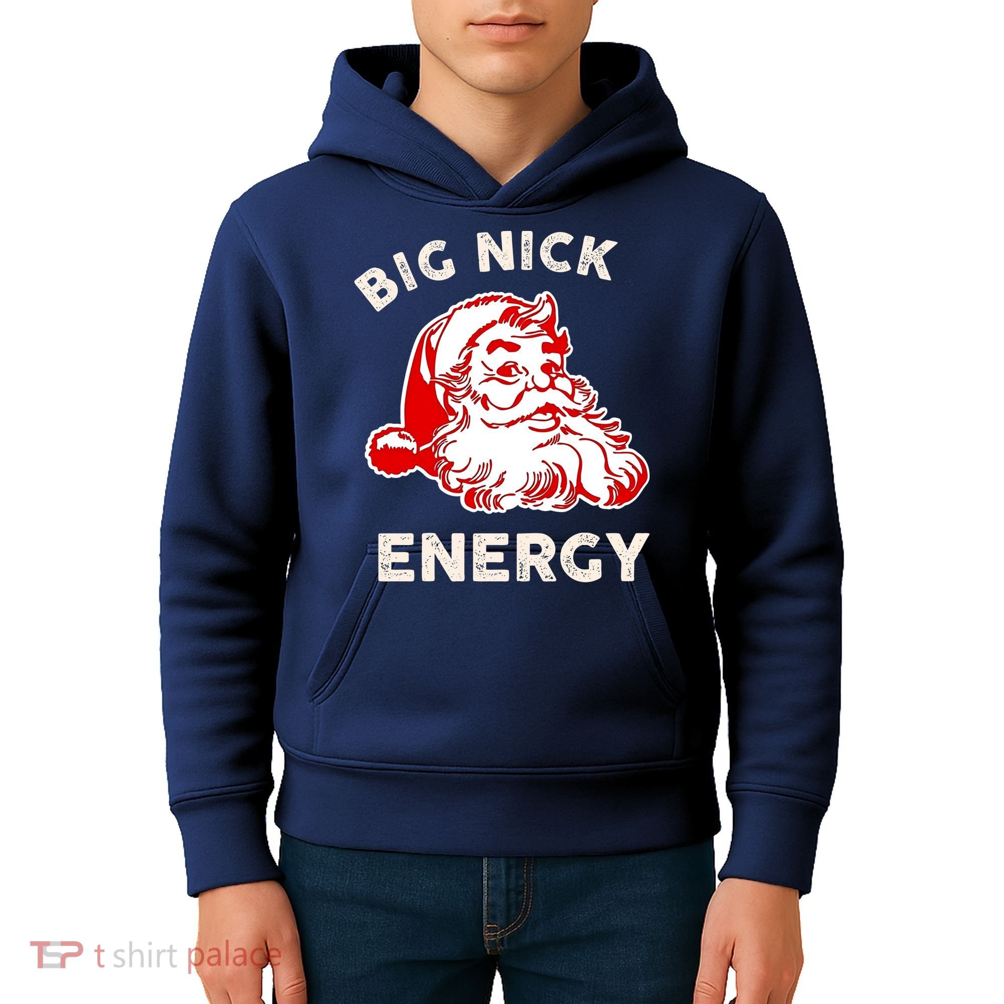 Big Nick Energy Funny Xmas Fat Santa Claus Saint Nicholas Kids Hoodie