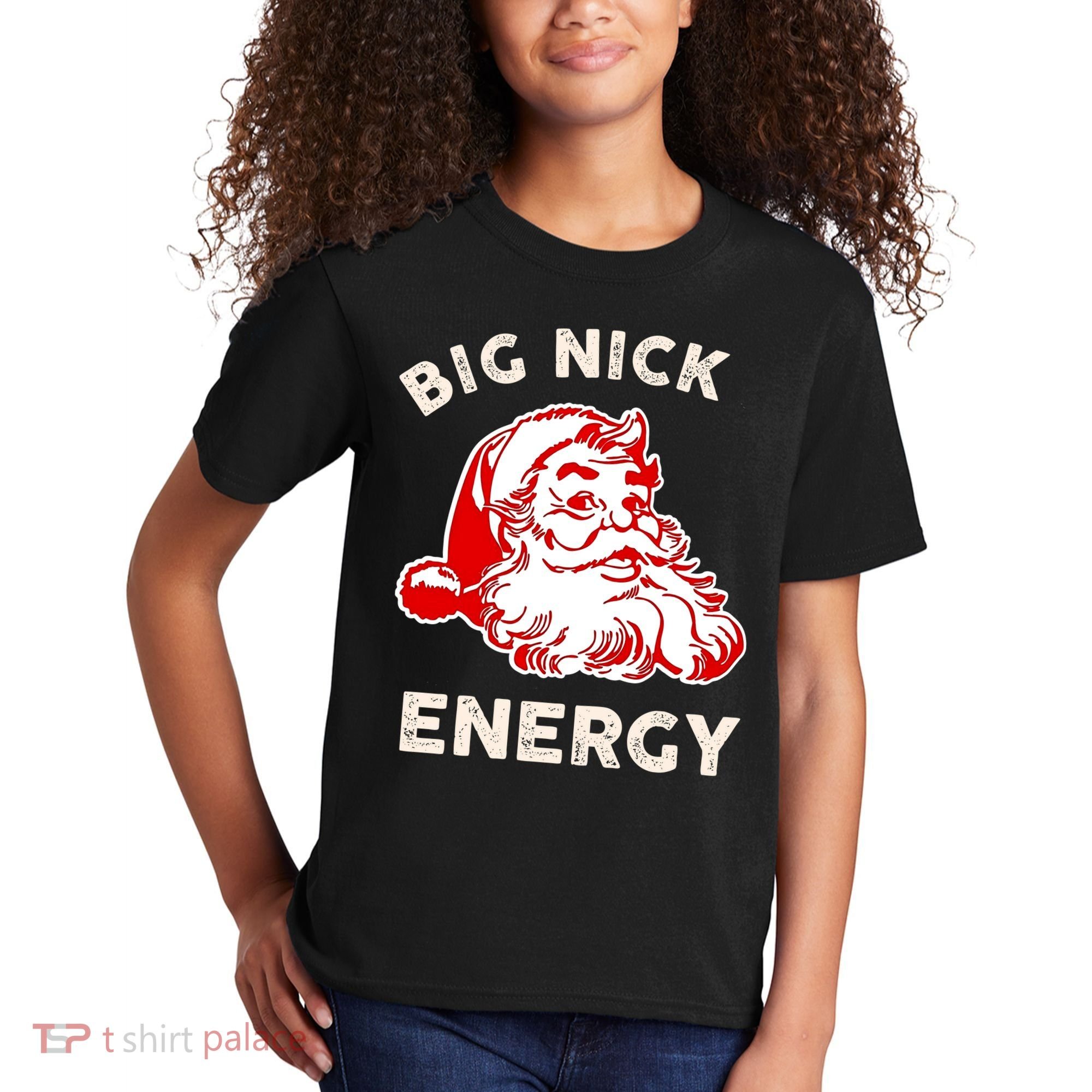 Big Nick Energy Funny Xmas Fat Santa Claus Saint Nicholas Kids T-Shirt