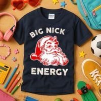 Big Nick Energy Funny Xmas Fat Santa Claus Saint Nicholas Kids T-Shirt thumb 3