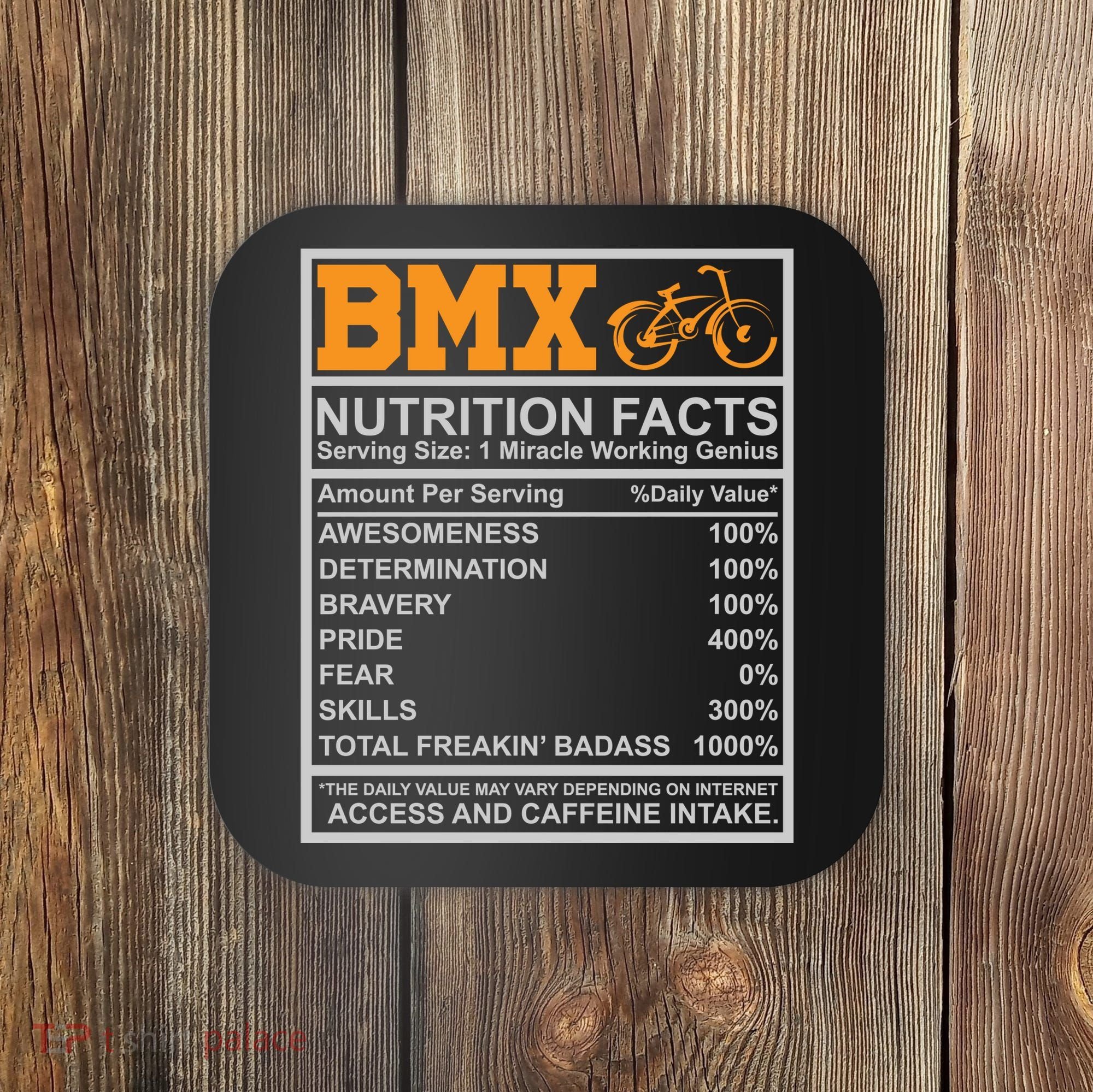 BMX Nutrition Facts Gift Cycling Coaster