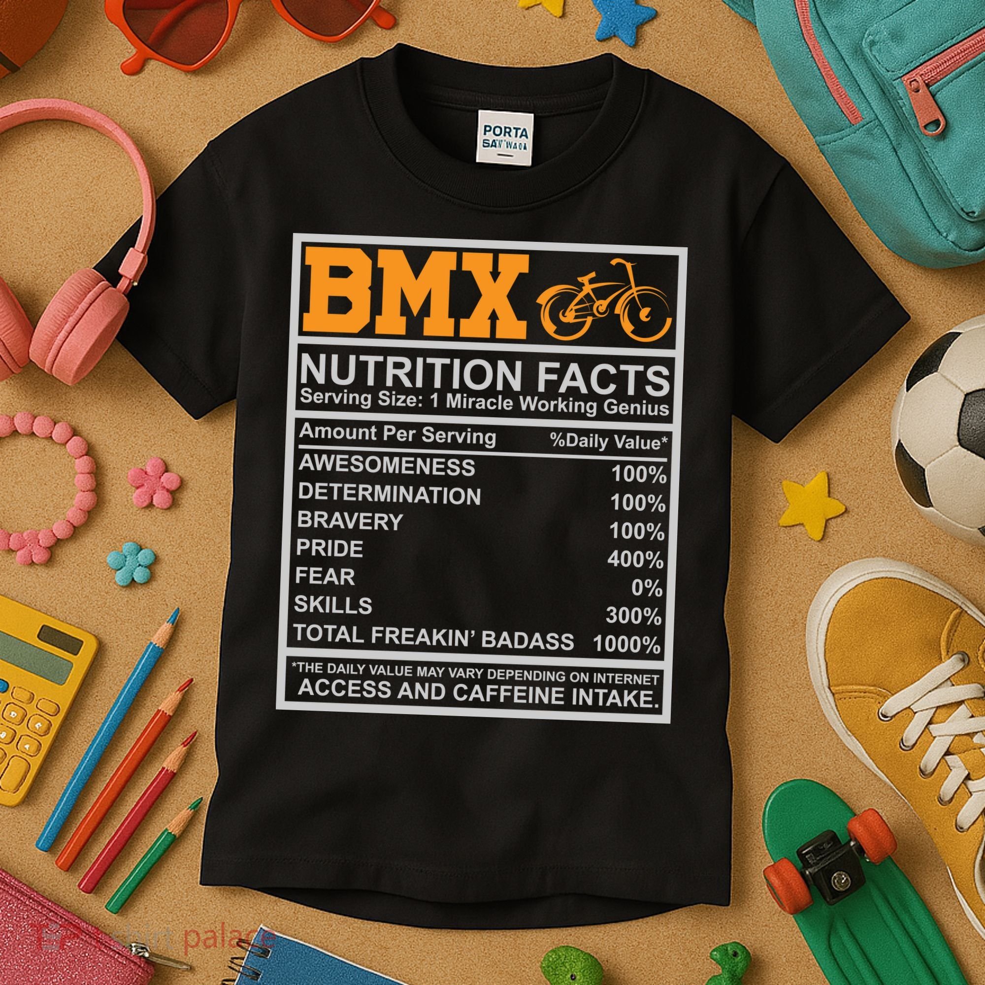 BMX Nutrition Facts Gift Cycling Kids T-Shirt