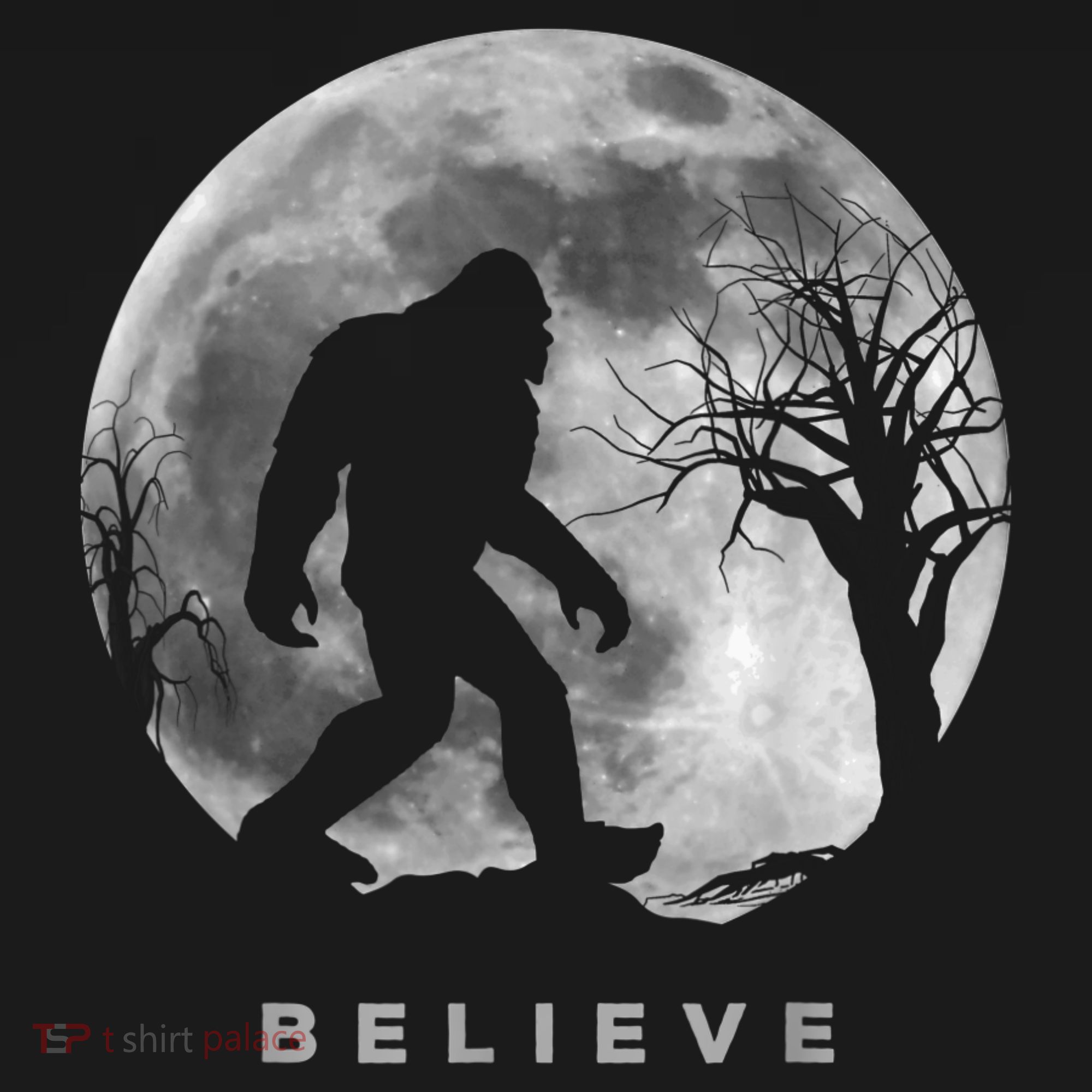 Bigfoot Night Full Moon I Believe Sasquatch Men Kids Apron