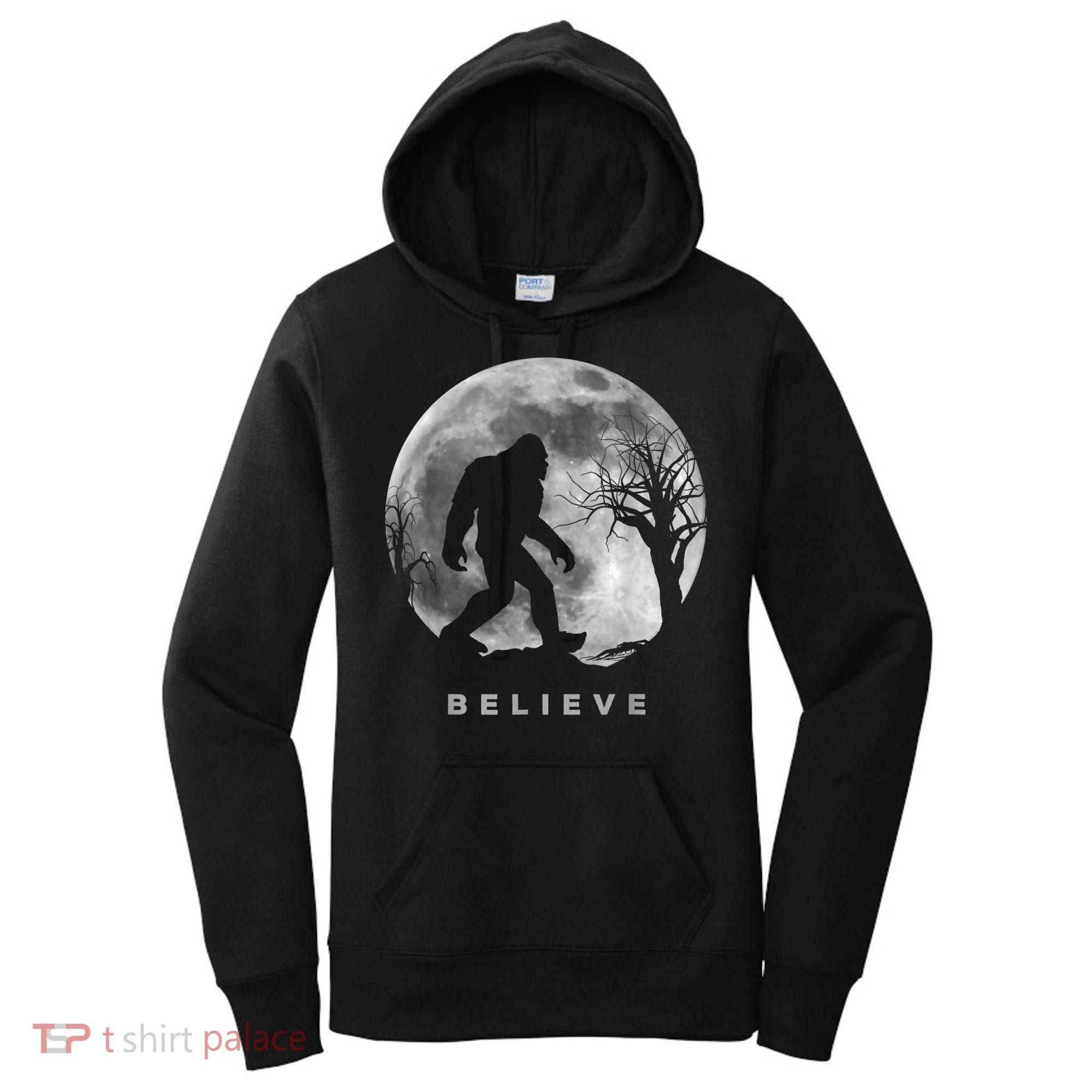 Bigfoot Night Full Moon I Believe Sasquatch Men Kids Women's Hoodie