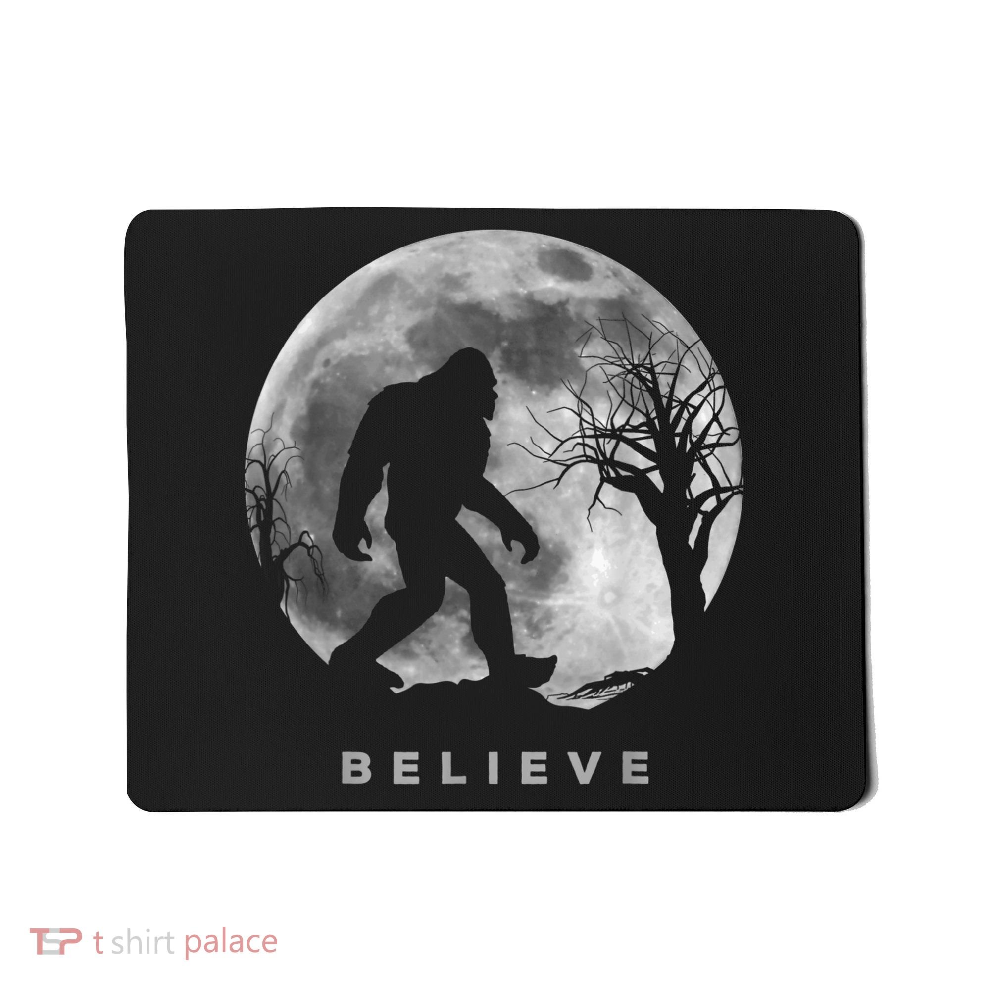Bigfoot Night Full Moon I Believe Sasquatch Men Kids Mousepad