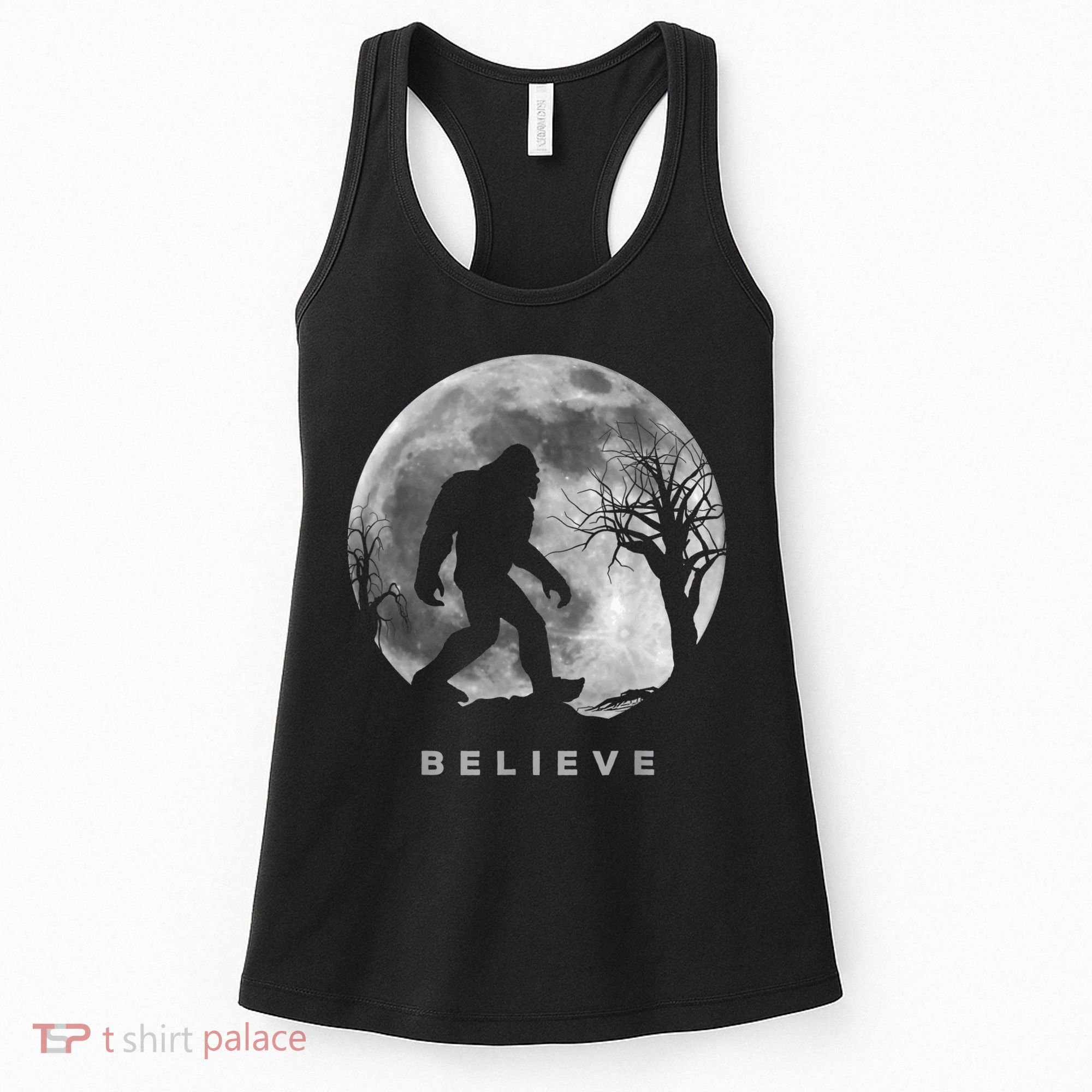 Bigfoot Night Full Moon I Believe Sasquatch Men Kids Women's Tank Top