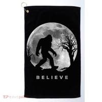 Bigfoot Night Full Moon I Believe Sasquatch Men Kids Golf Towel thumb 0