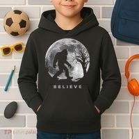 Bigfoot Night Full Moon I Believe Sasquatch Men Kids Kids Hoodie thumb 2