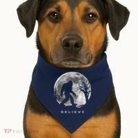 Bigfoot Night Full Moon I Believe Sasquatch USA-Made Doggie Bandana thumb 1