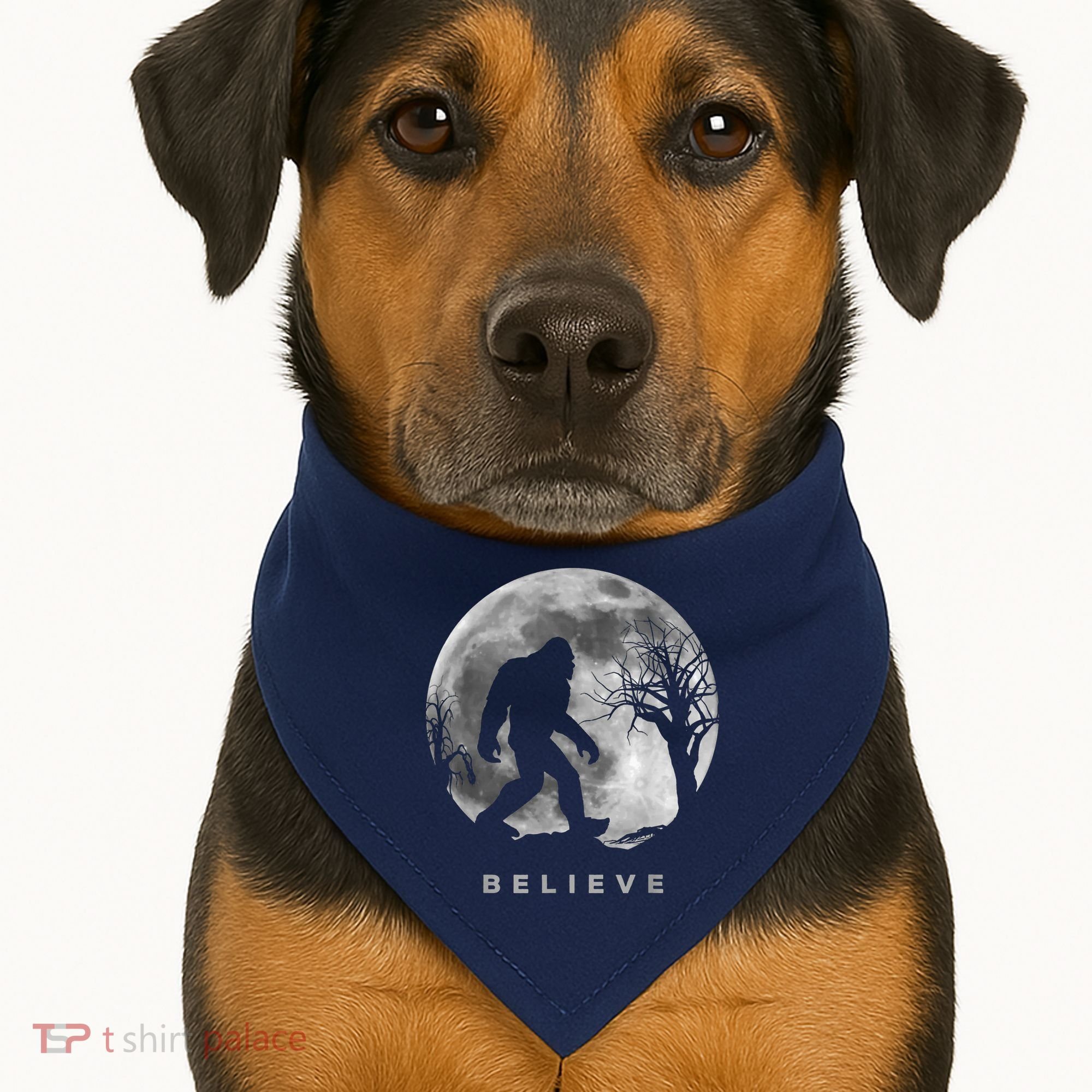 Bigfoot Night Full Moon I Believe Sasquatch USA-Made Doggie Bandana