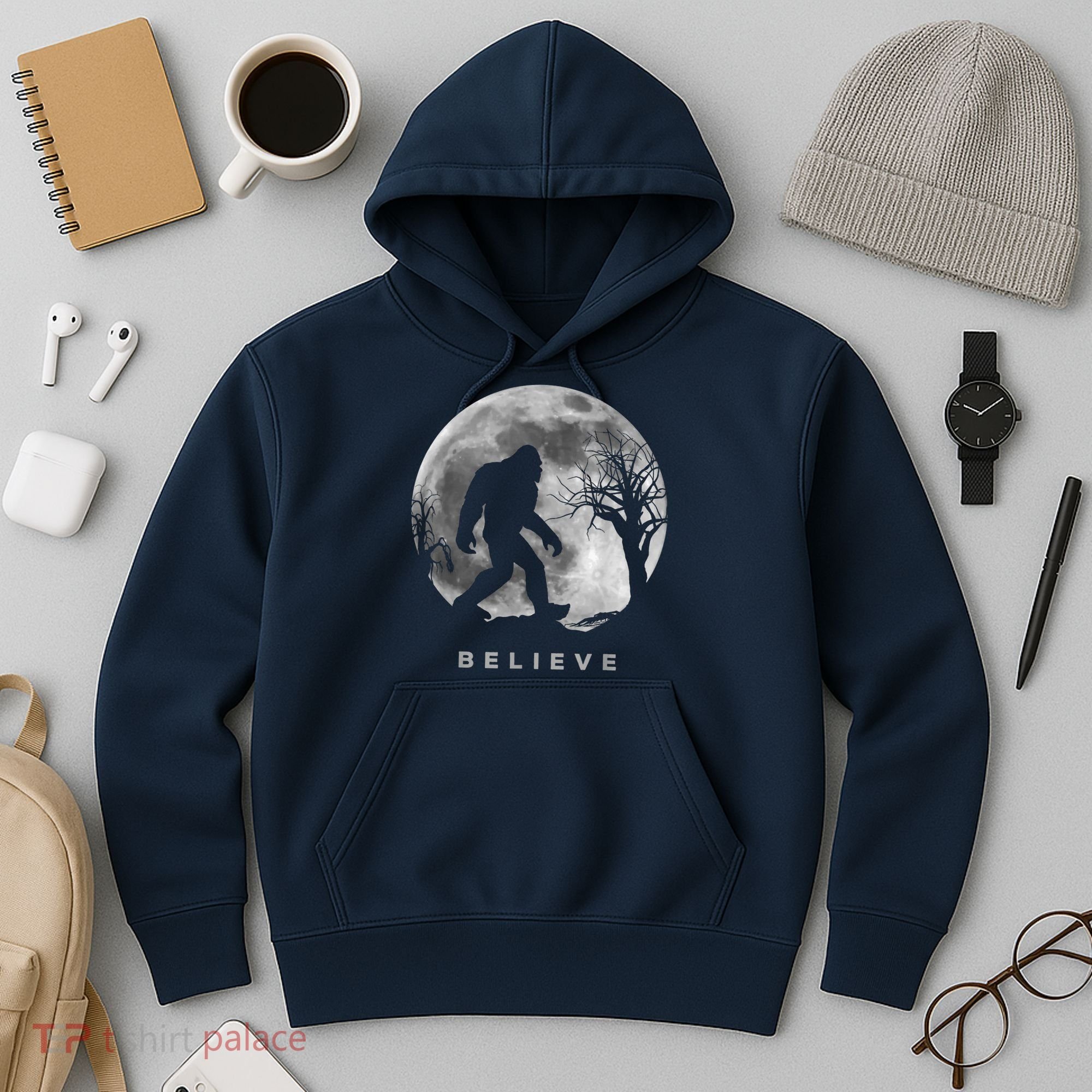 Bigfoot Night Full Moon I Believe Sasquatch Hoodie