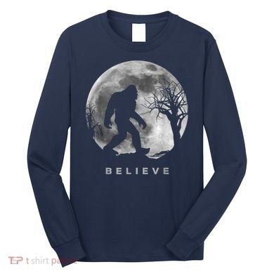 Bigfoot Night Full Moon I Believe Sasquatch Long Sleeve Shirt